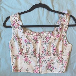 Pink Floral Corset Top